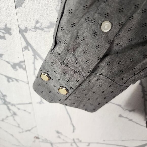 Acorn by Bob Goldfeder Gray Dots Print Hexagon Snap Western Shirt - Picture 4 of 8
